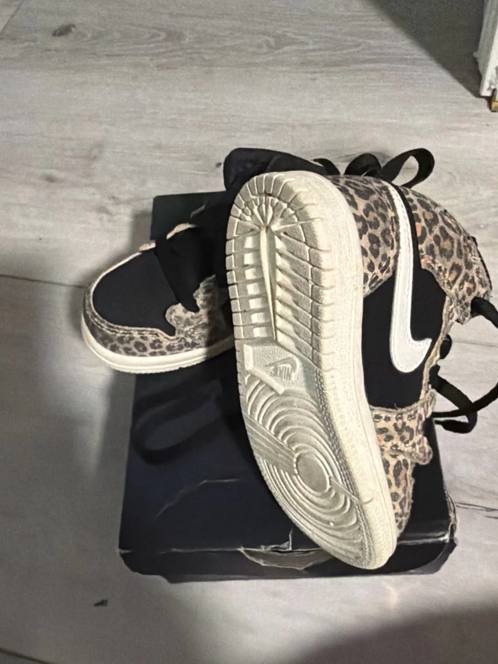 Nike Kids' Leopard Accent Dunk Low - Black/Cream